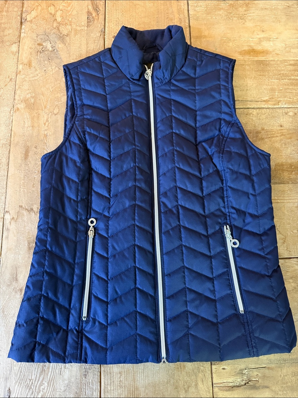 Michael Kors Navy Quilted Zip-Front Vest